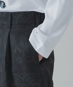 トロミ　総柄ワイドストレートスラックス