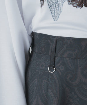 トロミ　総柄ワイドストレートスラックス