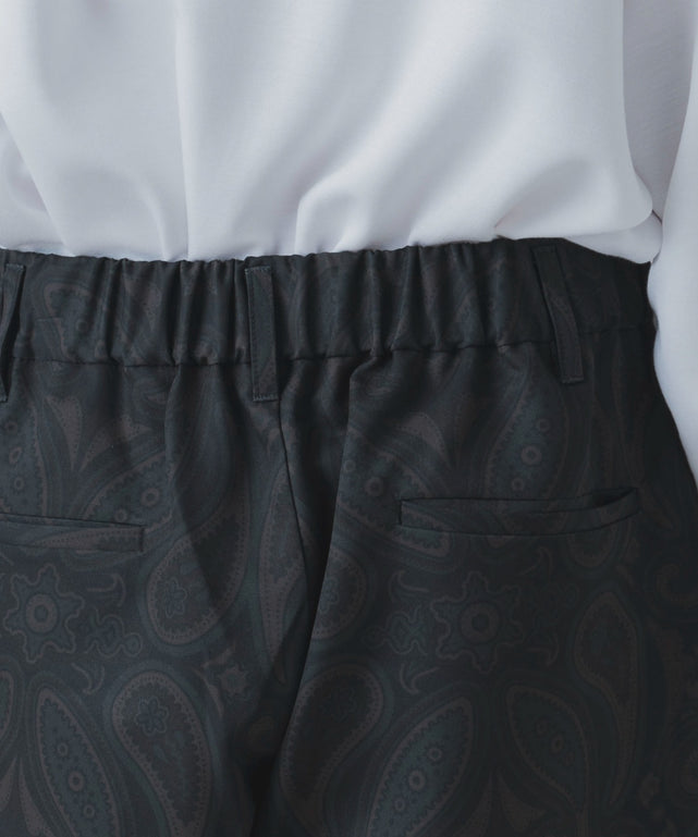 トロミ　総柄ワイドストレートスラックス