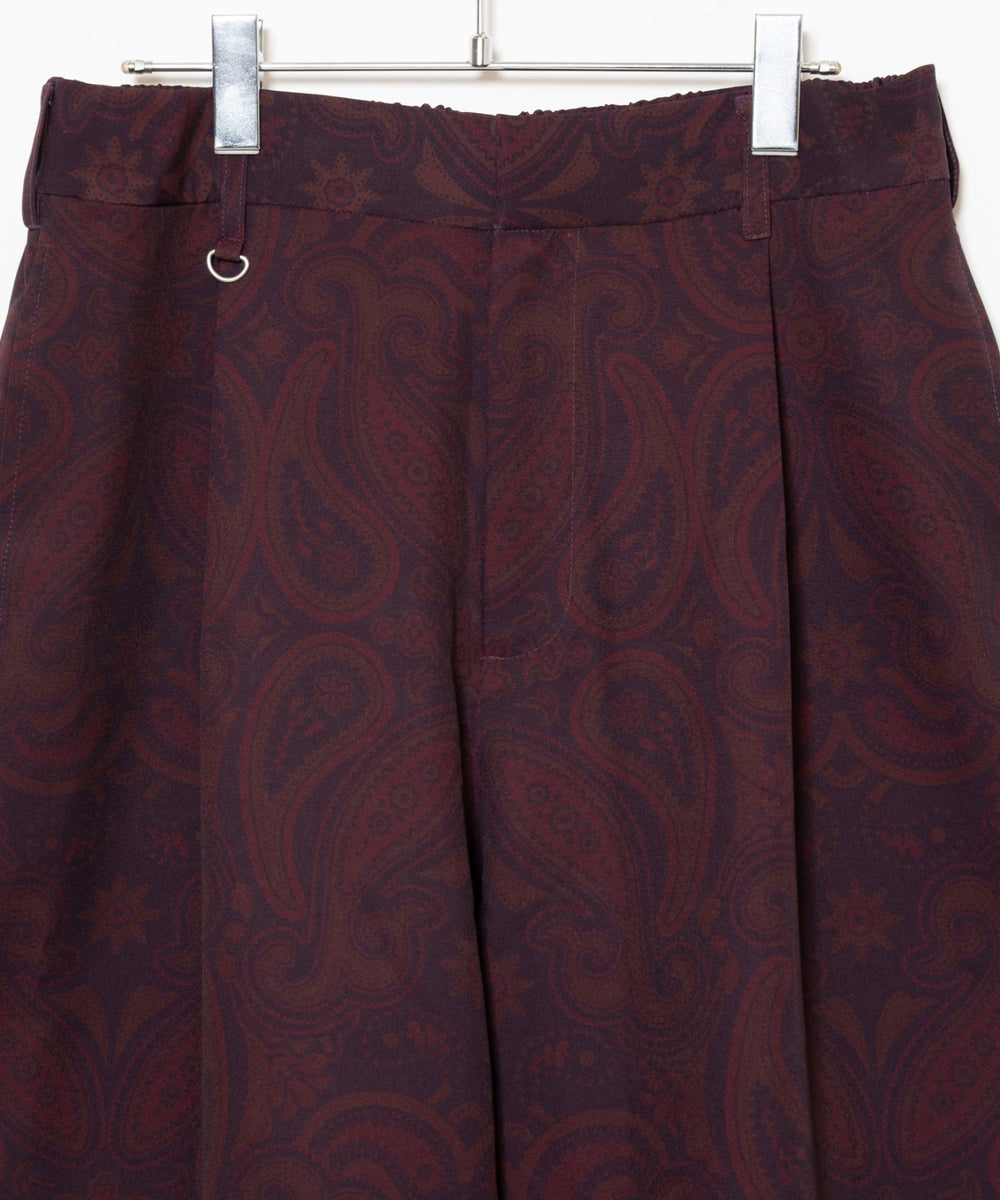 トロミ　総柄ワイドストレートスラックス