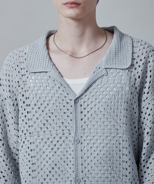 クロシェラインニットシャツ（S）