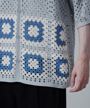 クロシェラインニットシャツ（S）