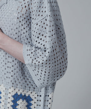 クロシェラインニットシャツ（S）