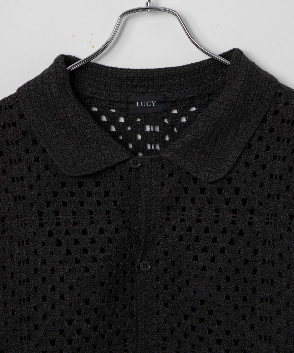 クロシェラインニットシャツ（S）