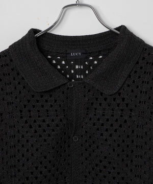 クロシェラインニットシャツ（S）