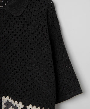 クロシェラインニットシャツ（S）