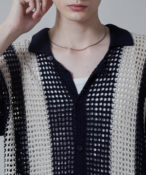 マルチストライプニットシャツ（S）