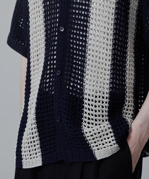 マルチストライプニットシャツ（S）