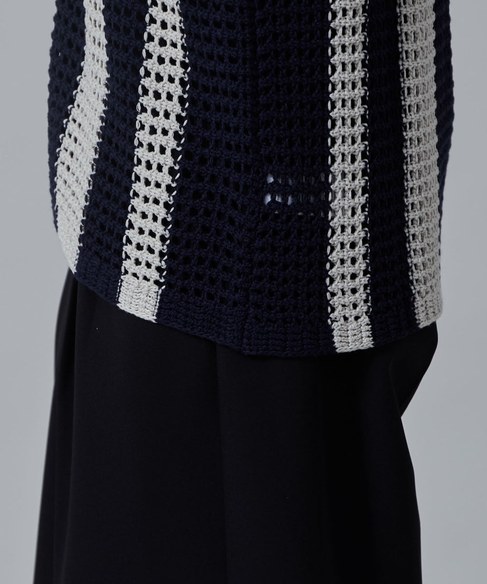 マルチストライプニットシャツ（S）