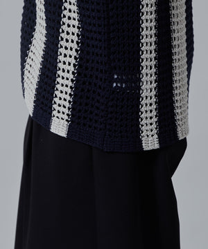 マルチストライプニットシャツ（S）