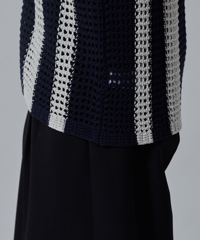 マルチストライプニットシャツ（S）