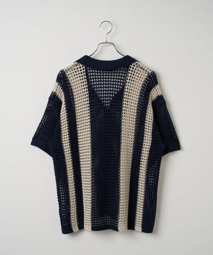 マルチストライプニットシャツ（S）