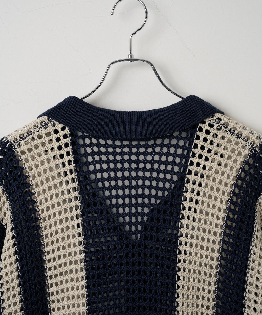 マルチストライプニットシャツ（S）