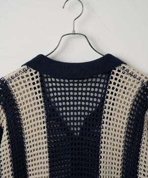 マルチストライプニットシャツ（S）