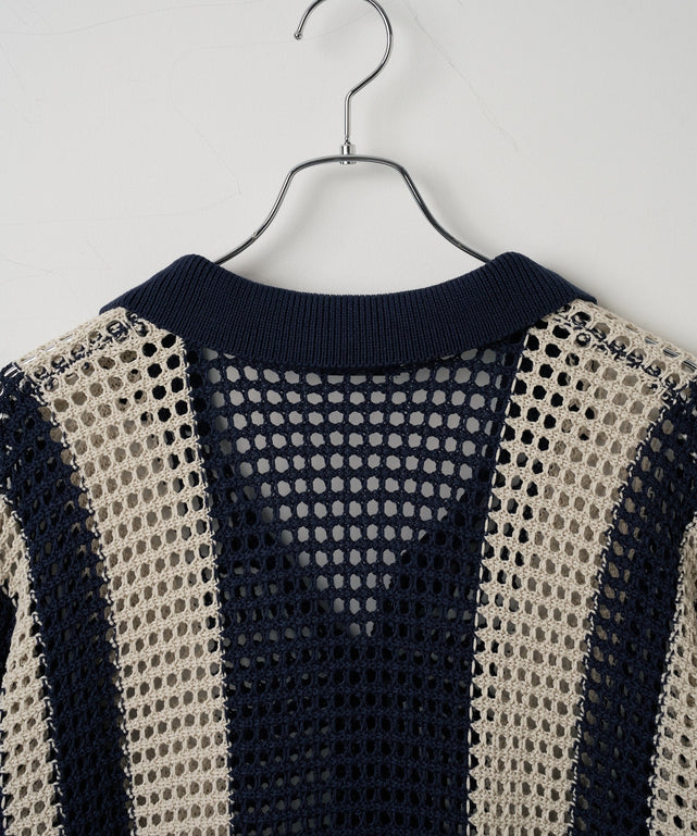 マルチストライプニットシャツ（S）