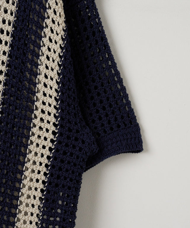 マルチストライプニットシャツ（S）