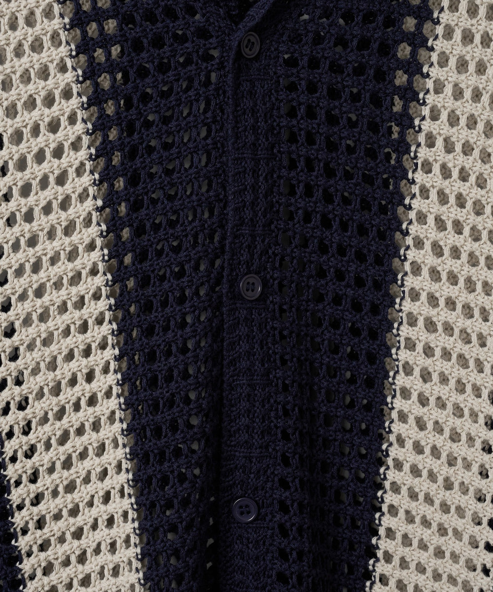 マルチストライプニットシャツ（S）