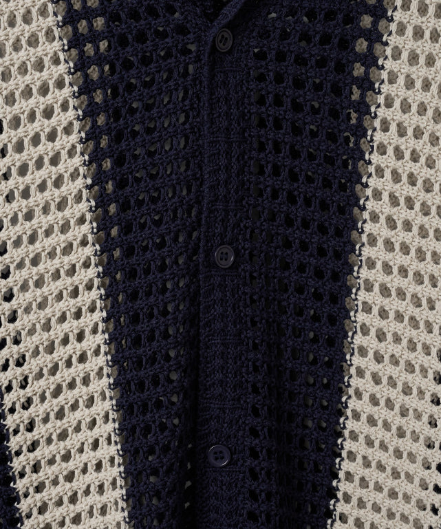 マルチストライプニットシャツ（S）