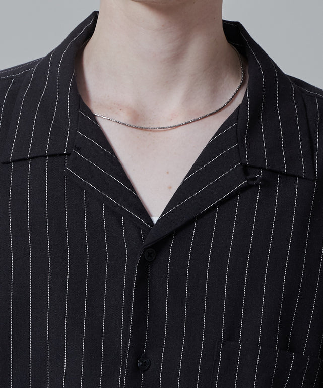 リネンレーヨンオープンカラーシャツ（S）