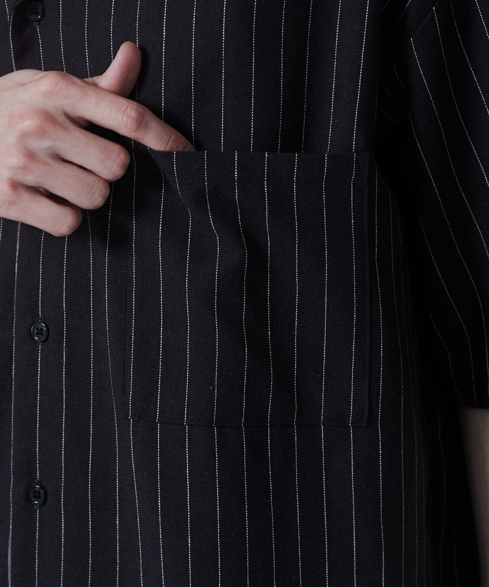 リネンレーヨンオープンカラーシャツ（S）