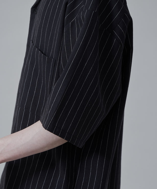 リネンレーヨンオープンカラーシャツ（S）