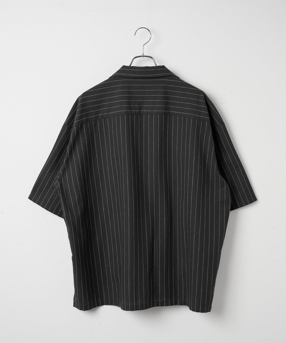 リネンレーヨンオープンカラーシャツ（S）