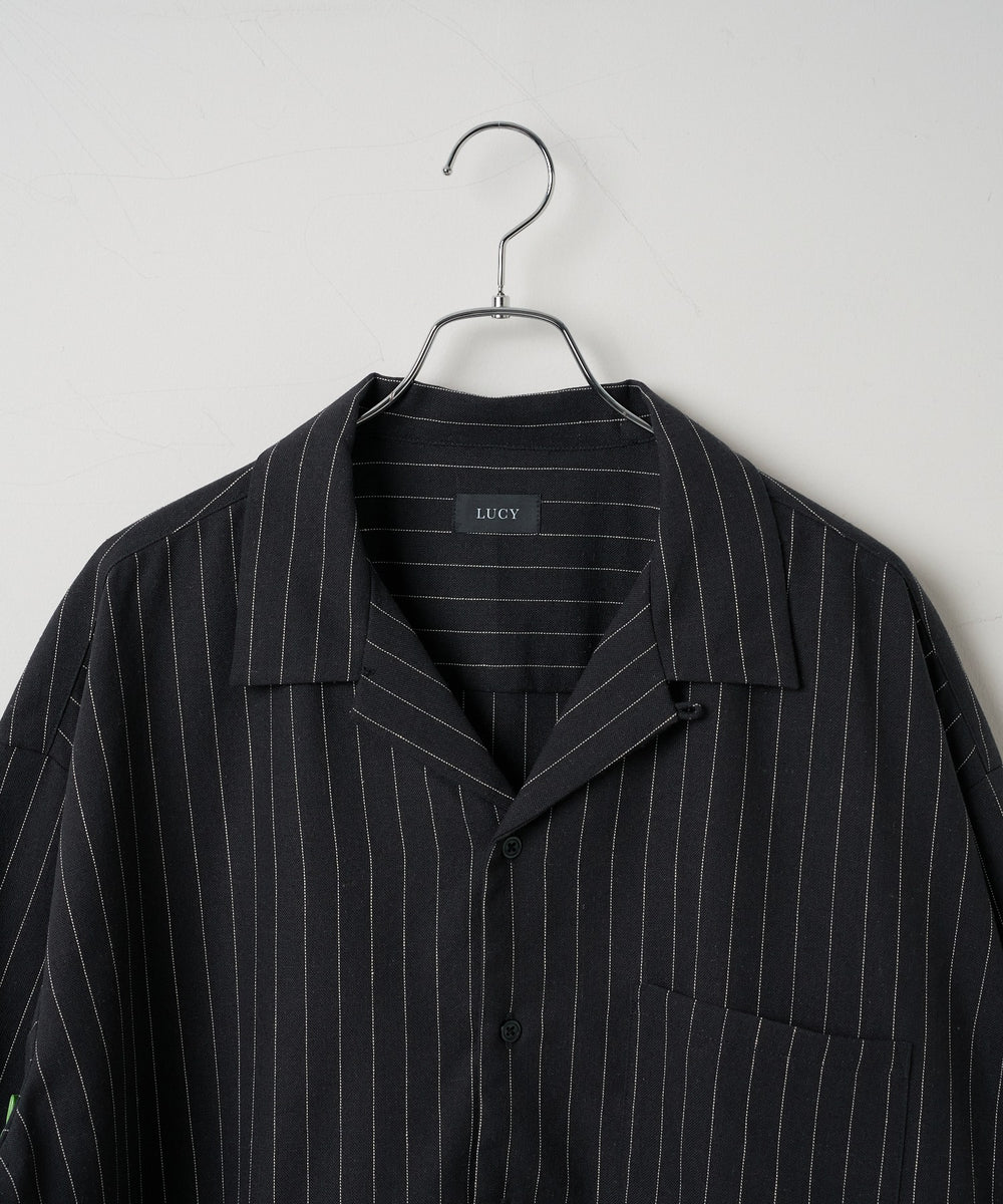 リネンレーヨンオープンカラーシャツ（S）