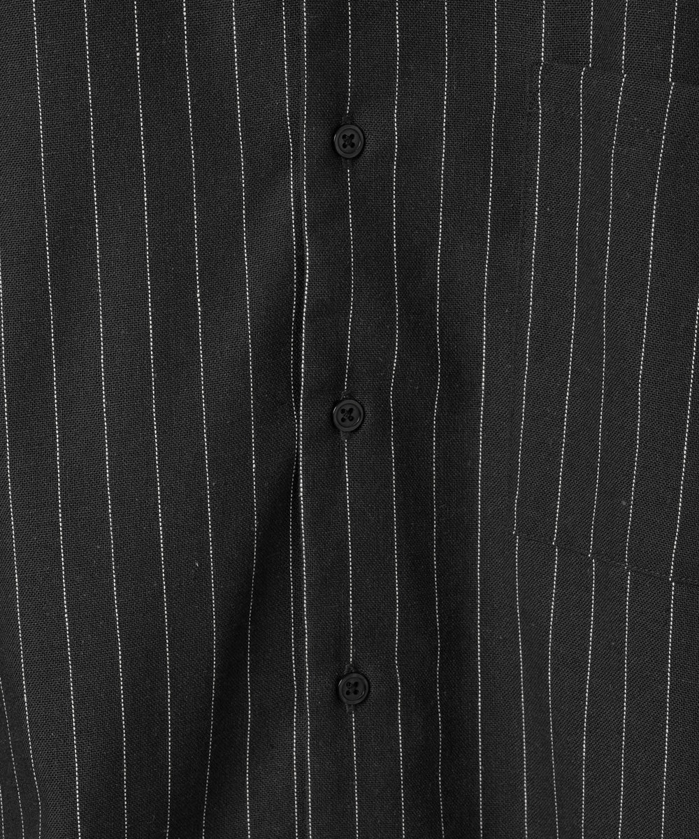 リネンレーヨンオープンカラーシャツ（S）