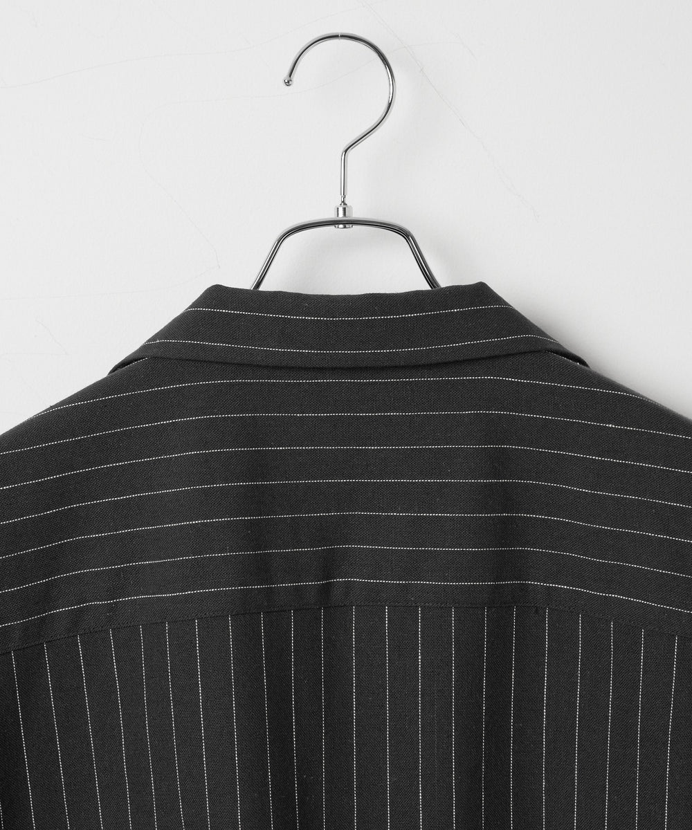 リネンレーヨンオープンカラーシャツ（S）