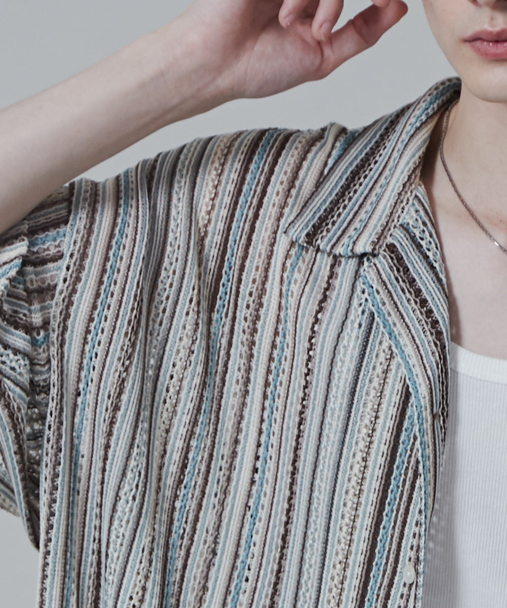 ストライプメッシュBIGシャツ（S）