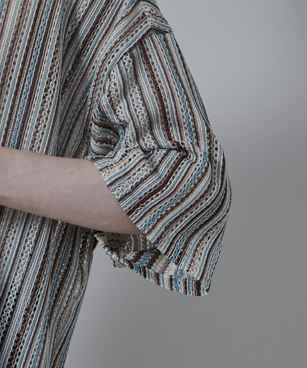 ストライプメッシュBIGシャツ（S）