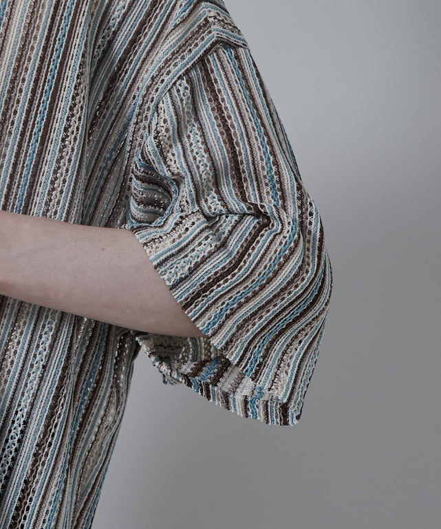 ストライプメッシュBIGシャツ（S）