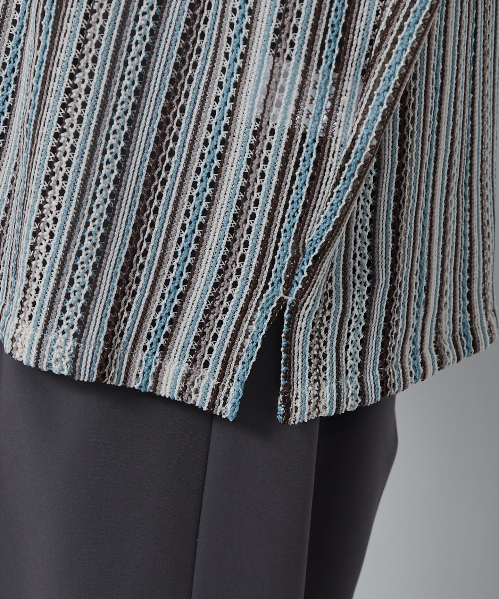 ストライプメッシュBIGシャツ（S）