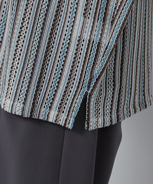 ストライプメッシュBIGシャツ（S）