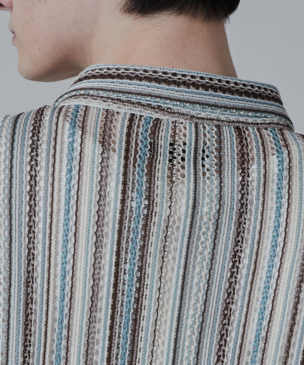 ストライプメッシュBIGシャツ（S）