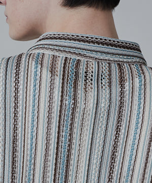 ストライプメッシュBIGシャツ（S）