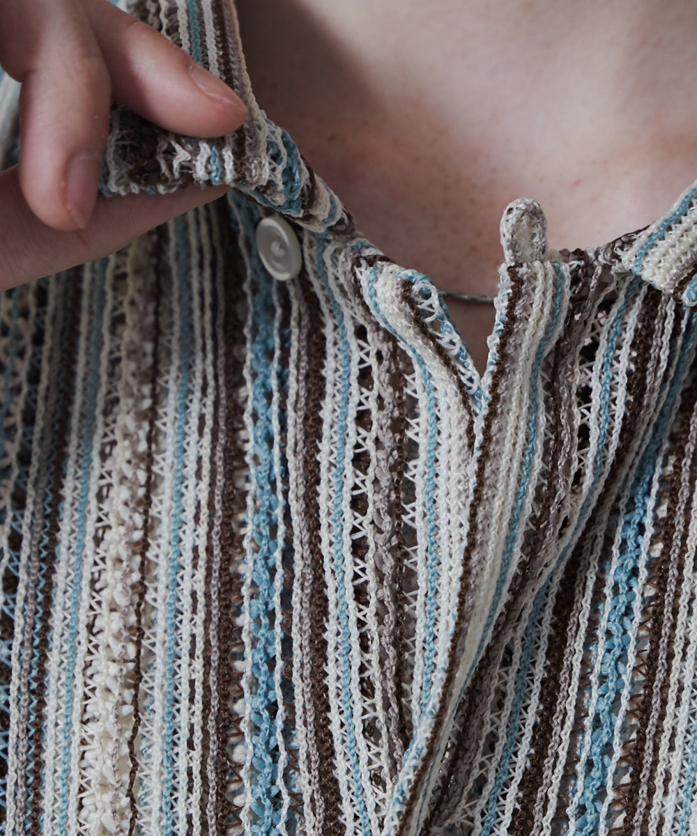 ストライプメッシュBIGシャツ（S）