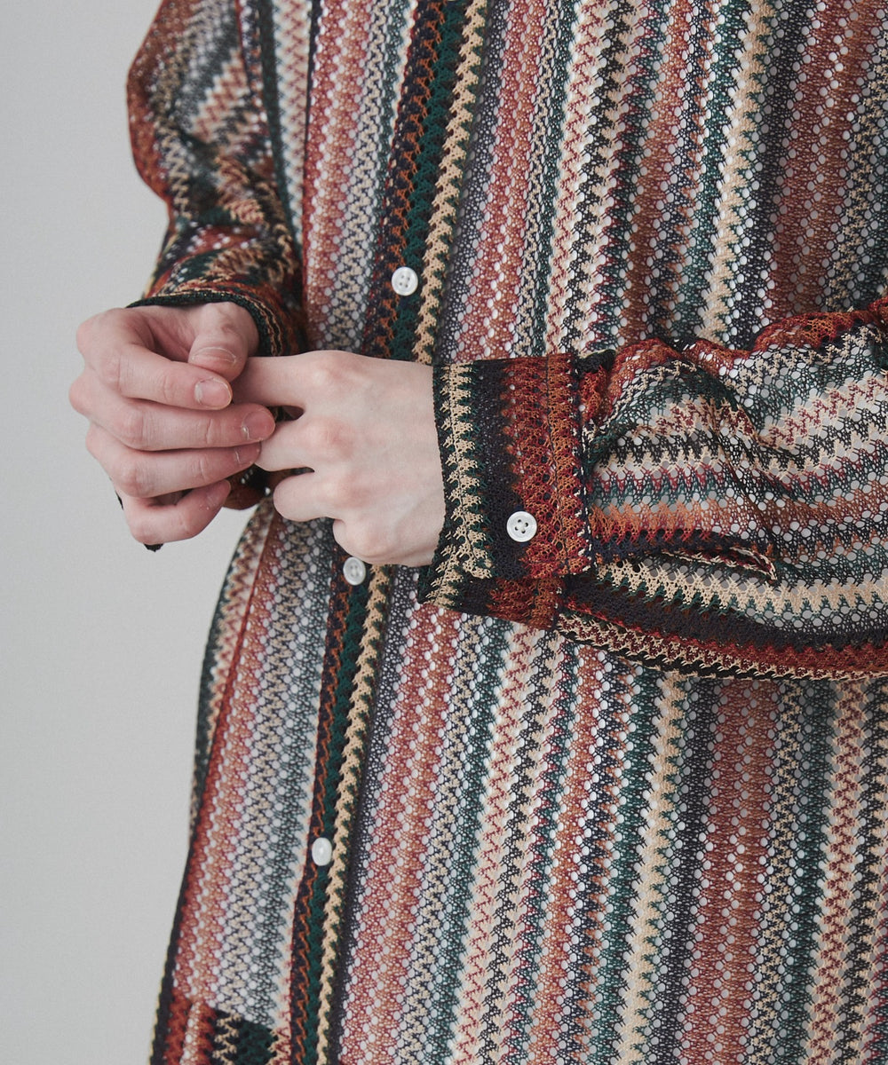 ストライプメッシュBIGシャツ