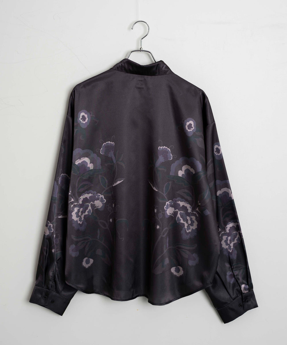 サテンプリントシャツ