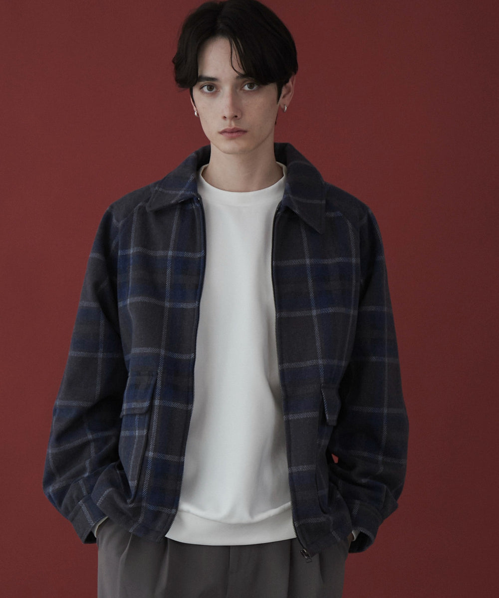 柄1(ブルー系チェック) モデル：180cm L着用