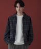 メルトンショートZIPブルゾン/柄1(ブルー系チェック) モデル：180cm L着用