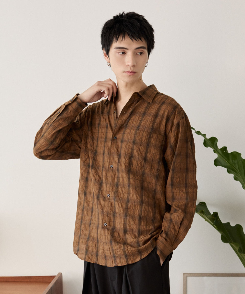 ブラウンチェック1 モデル：180cm L着用