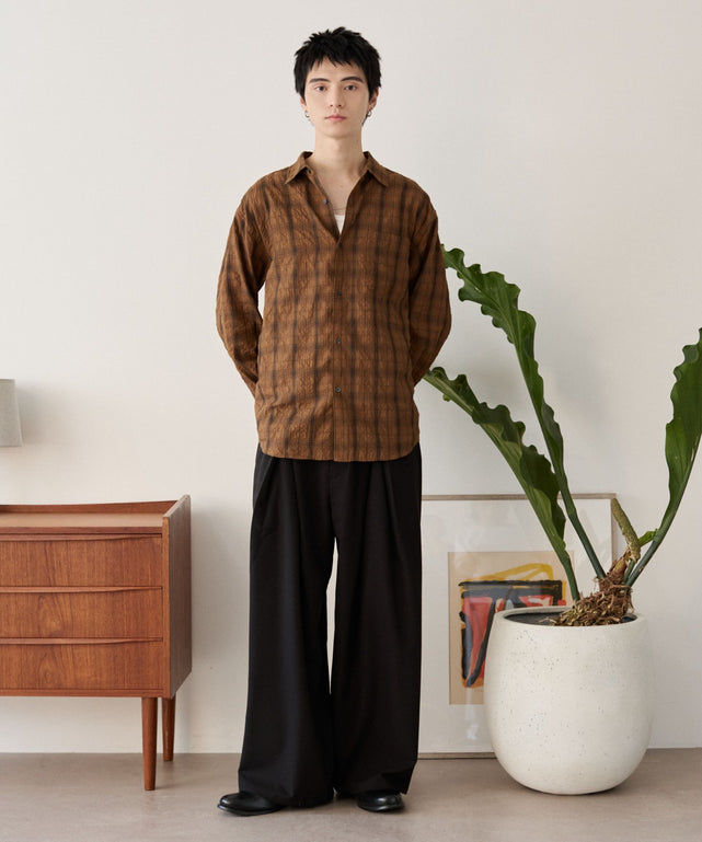 ブラウンチェック1 モデル：180cm L着用