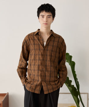 ブラウンチェック1 モデル：180cm L着用