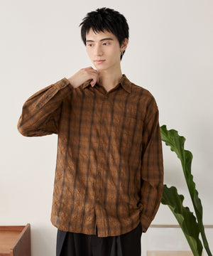 ブラウンチェック1 モデル：180cm L着用