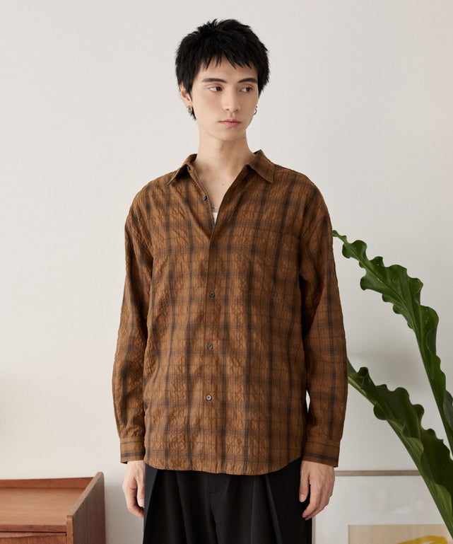 ブラウンチェック1 モデル：180cm L着用