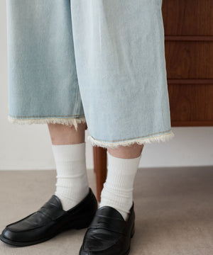 クロップドワイドデニムパンツ