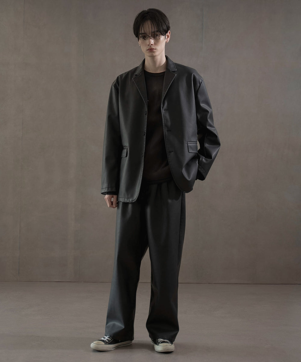 合皮シングルテーラードジャケット