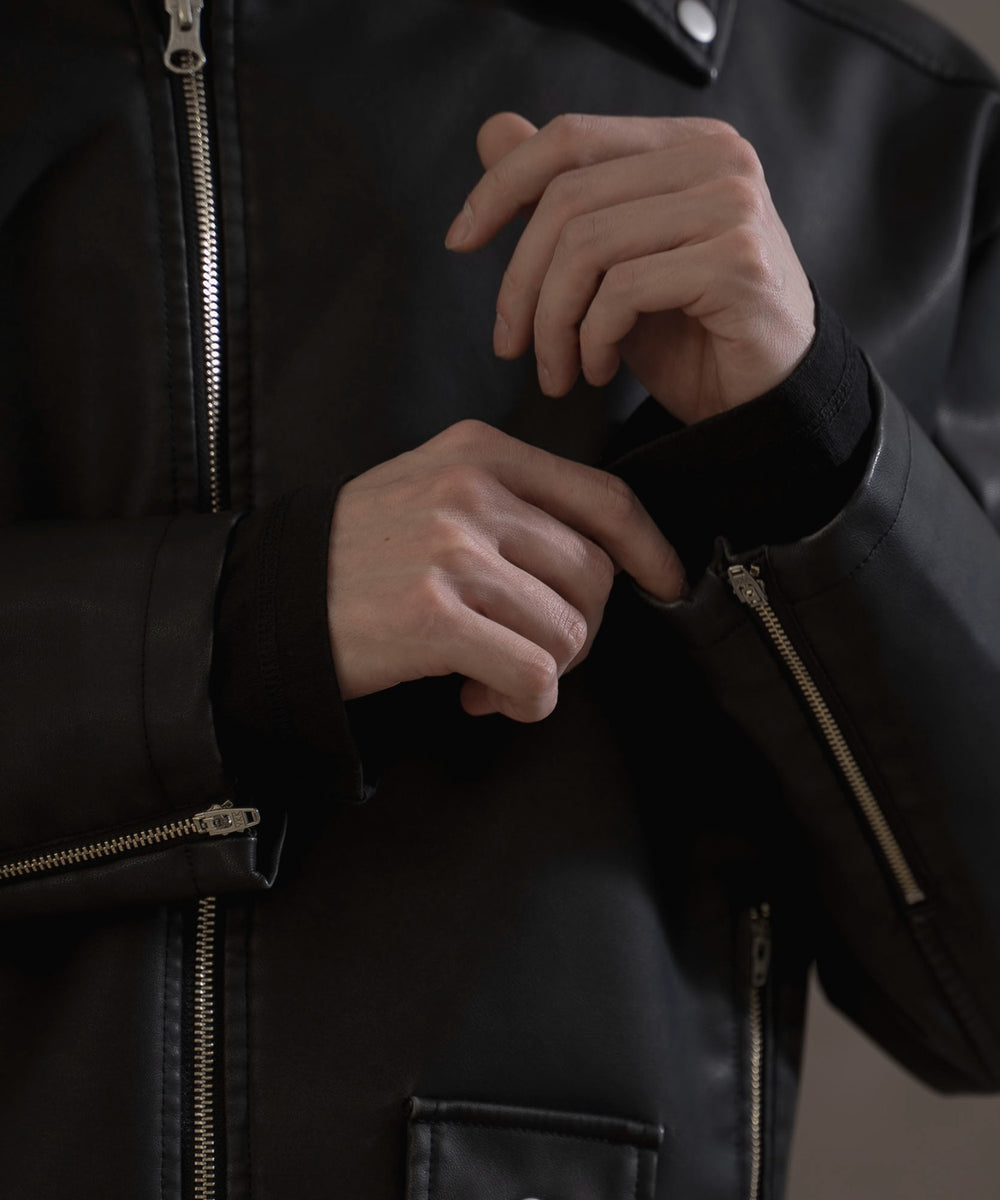 合皮ダブルライダースジャケット