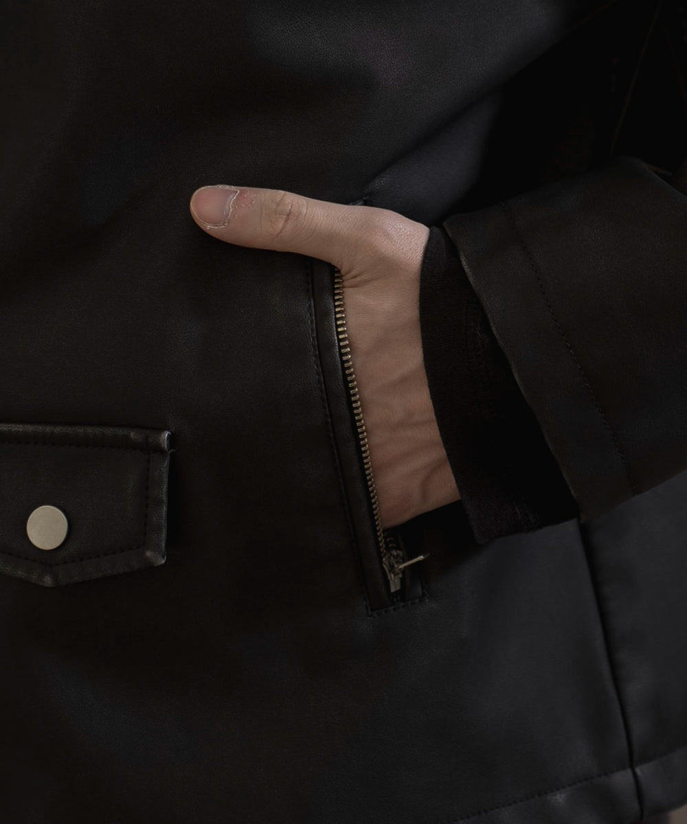 合皮ダブルライダースジャケット